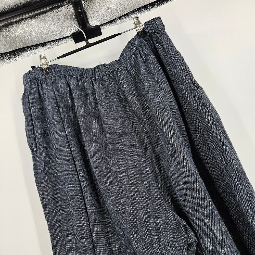 Flax Pants Set Blue Gray 100% Linen Button Down Lightweight Relaxed Fit 18-20 - Picture 6 of 8